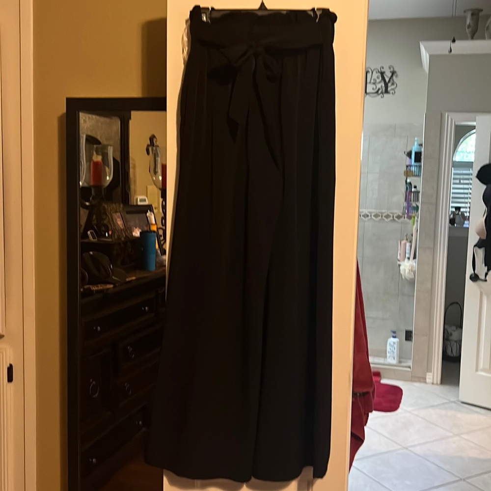 Wide leg high waist tie waist pants